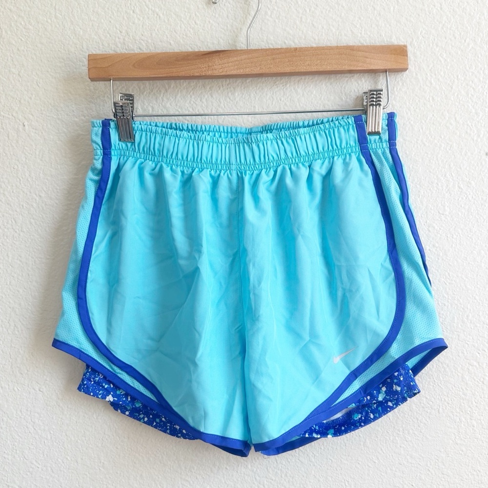 Nike Dri-Fit Blue Running Shorts With Built In Spandex Shorts Women’s Size Small